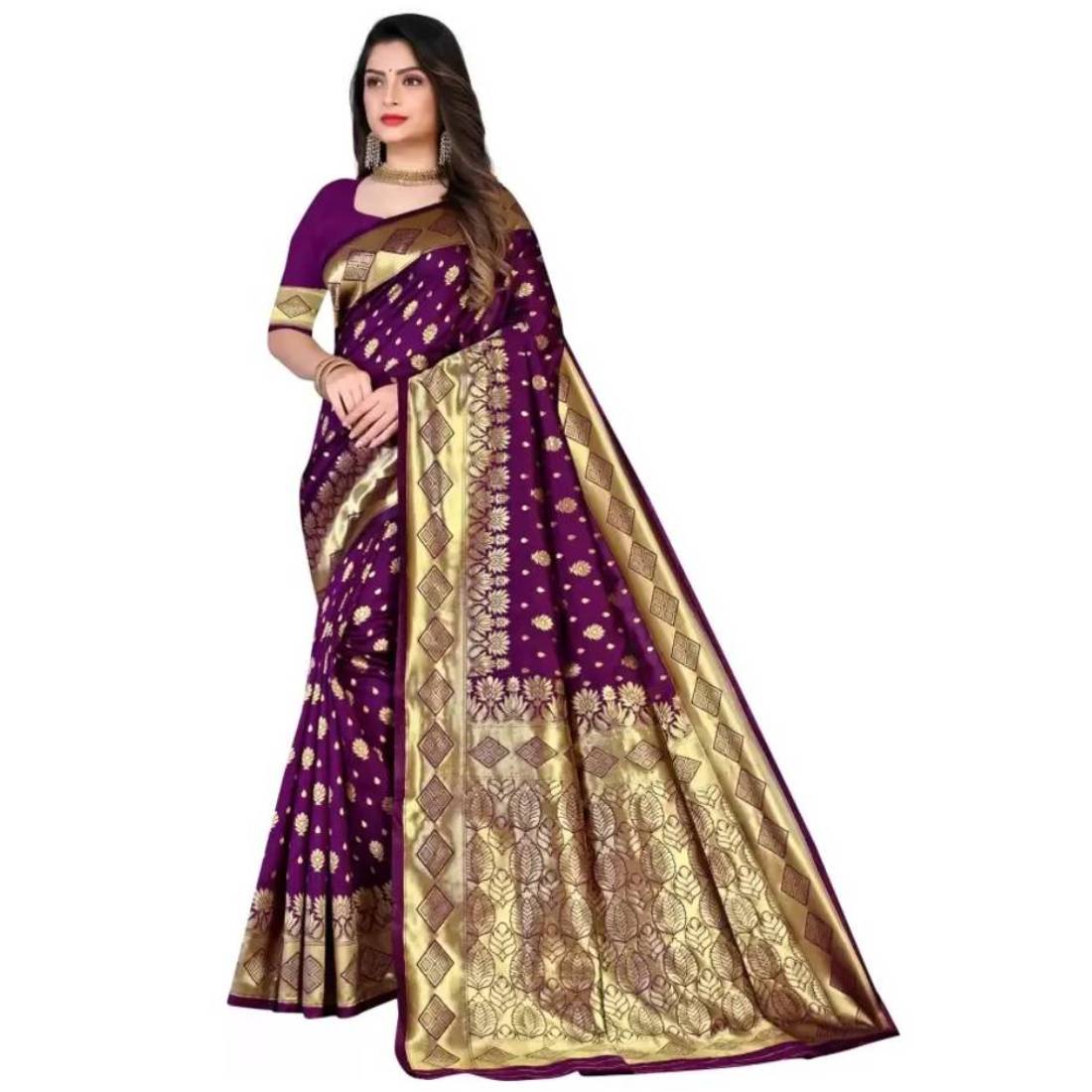 Woven Kanjivaram Cotton Silk Saree